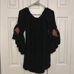 Feathers Black Ruffled Embellished Blouse